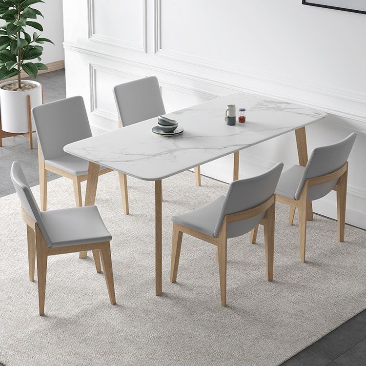Modern Sintered Stone Top Dining Set Rectangle 1/2/5/6/7 Pieces Dining Table with Chairs Clearhalo 'Dining Room Sets' 'Dining Tables & Seating' 'dining_room_set' 'furn' 'furn_dining_room_set' 'Furniture' 'furniture_dining_room_set' 'Kitchen & Dining Furniture' 1200x1200_e63265db-f8d3-4826-a8c6-2c0730806a39