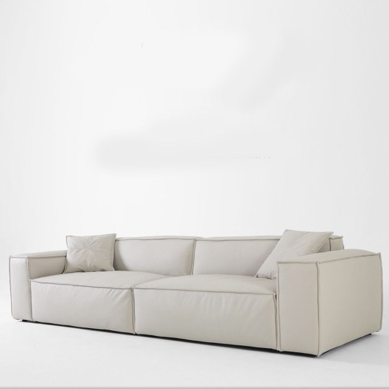 Ultra-Modern Genuine Sofa with Pillow Back and Square Arm in Wood Clearhalo 'furn' 'furn_sofas' 'Furniture' 'Living Room Furniture' 'Sofa' 'sofas' 1200x1200_e63390af-87cf-4cdc-a53d-ae3398e1cdd2