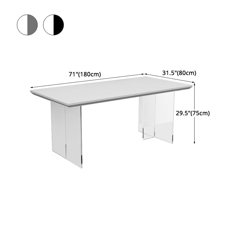 Modern 1/4/5 Pieces Dining Set Rectangular Acrylic Double Pedestal Dinette Set Clearhalo 'Dining Room Sets' 'Dining Tables & Seating' 'dining_room_set' 'furn' 'furn_dining_room_set' 'Furniture' 'furniture_dining_room_set' 'Kitchen & Dining Furniture' 'kitchen&dining_furn' 'kitchen' 1200x1200_e63427f5-6b6e-4c0d-b0ed-5c52e3eab34f