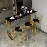 Marble & Wood Bar Dining Table with Rectangle Table Top Trestle Table - 41.3" H Clearhalo 'Bar Furniture' 'Bar Tables' 'bar_tables' 'furn' 'furn_bar_tables' 'Furniture' 'furniture_bar_tables' 'Kitchen & Dining Furniture' 'kitchen&dining_furn' 'kitchen' 1200x1200_e63460fe-82c7-4fee-863f-4b166ea00613