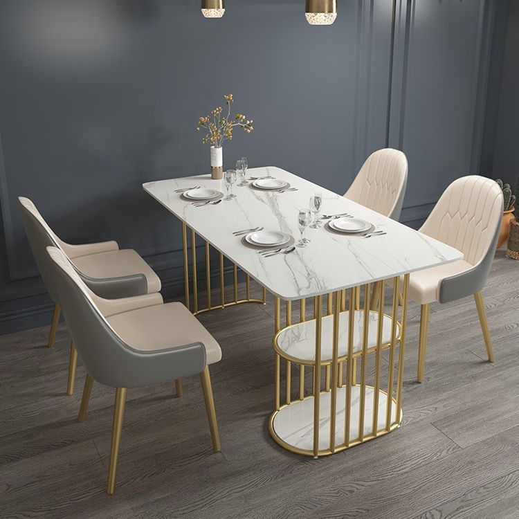 Glam 1/2/5 Pieces Dining Set Rectangle Stone Dining Table Set for Kitchen Clearhalo 'Dining Room Sets' 'Dining Tables & Seating' 'dining_room_set' 'furn' 'furn_dining_room_set' 'Furniture' 'furniture_dining_room_set' 'Kitchen & Dining Furniture' 1200x1200_e635a35f-1988-42bd-8ade-8dc5c8b94aed