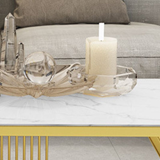 Tavolino in stile glam con base di cavalletto e top in marmo nel rettangolo