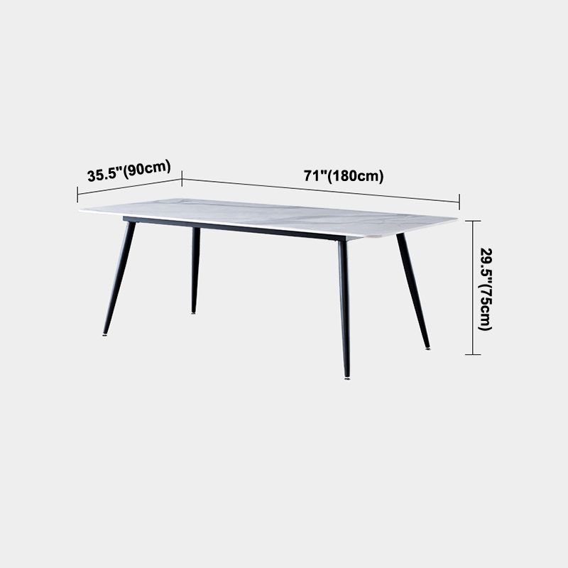 Metal Industrial Rectangle Dining Table Sintered Stone Table with 4 Black Legs Clearhalo ' dining_table' 'Dining Tables & Seating' 'Dining Tables' 'furn' 'furn_dining_table' 'Furniture' 'furniture_dining_table' 'Kitchen & Dining Furniture' 'kitchen&dining_furn' 'kitchen' 'kitchen_dining_table' 1200x1200_e63a0504-ca7b-46f1-88e8-2c48d6801147