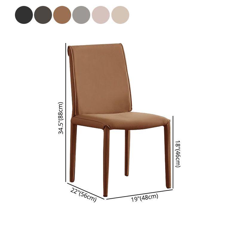 Designer Style Home Leather Side Chair Matte Finish Solid Back Dining Chair Clearhalo ' kitchen&dining_furn' 'Dining Chairs' 'Dining Tables & Seating' 'dining_chair' 'furn' 'furn_dining_chair' 'Furniture' 'furniture_dining_chair' 'Kitchen & Dining Furniture' 'kitchen' 1200x1200_e63ad923-cc6b-467f-9e51-0d42f3173fbb