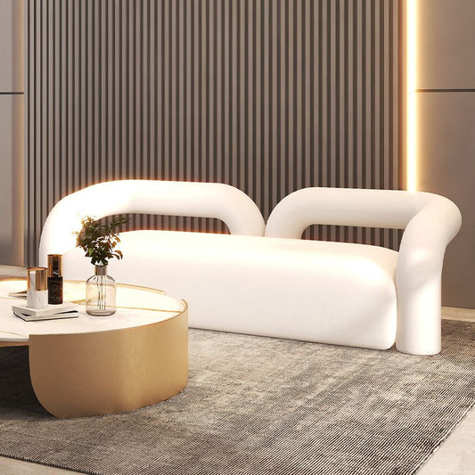 Skandinavischer Sofa White Kissen Tuxedo Arm Wohnzimmer Stoffsofa