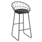 Metal Low Back Dining Stools Glam Armless Bar Stools with Black Metal Base