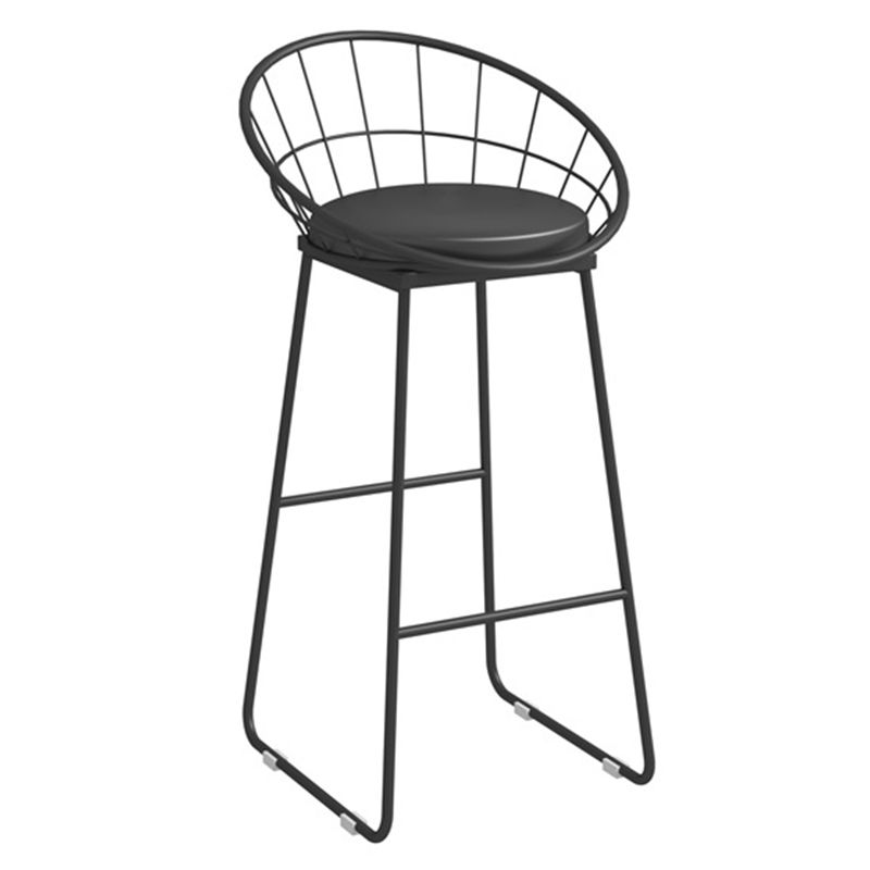 Metal Low Back Dining Stools Glam Armless Bar Stools with Black Metal Base