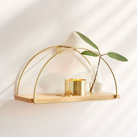 Floating Metal Bookshelf Luxury Gold Open Bookcase with Shelves