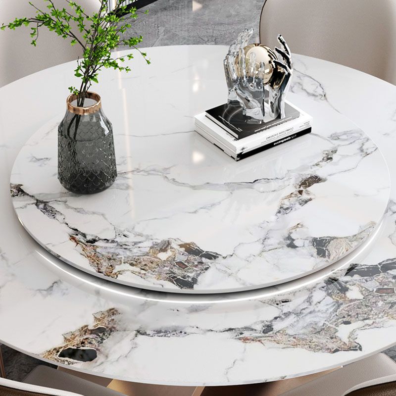 Glam Sintered Stone Dining Table Round Dinner Room Table for Dining Room Clearhalo 'Dining Tables & Seating' 'Dining Tables' 'dining_table' 'furn' 'furn_dining_table' 'Furniture' 'furniture_dining_table' 'Kitchen & Dining Furniture' 'kitchen' 'kitchen_dining_table' 1200x1200_e6422889-1803-45dc-ab28-ab3326953334