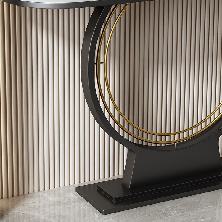 12 Inch Wide Accent Table Half Moon Stone Console Table for Hall Clearhalo 'Console Tables' 'console_tables' 'Entry & Mudroom Furniture' 'furn' 'furn_console_tables' 'Furniture' 1200x1200_e6424f12-4584-4c76-876e-bcd819914051