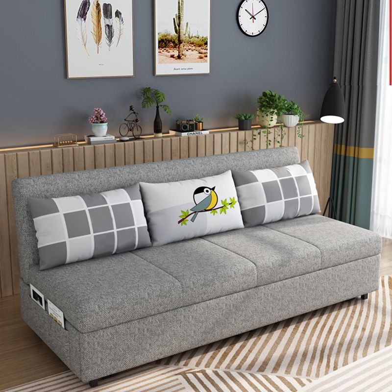Tissu contemporain futon et matelas, canapé-lit de stockage en gris
