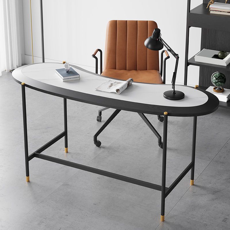 Contemporary Writing Desk Home Stone Office Desk with Black Legs Clearhalo 'furn' 'furn_office_desk' 'Furniture' 'Office Desks' 'Office Furniture' 'office_desk' 1200x1200_e646e790-17c4-4005-b795-bf4a11d31199