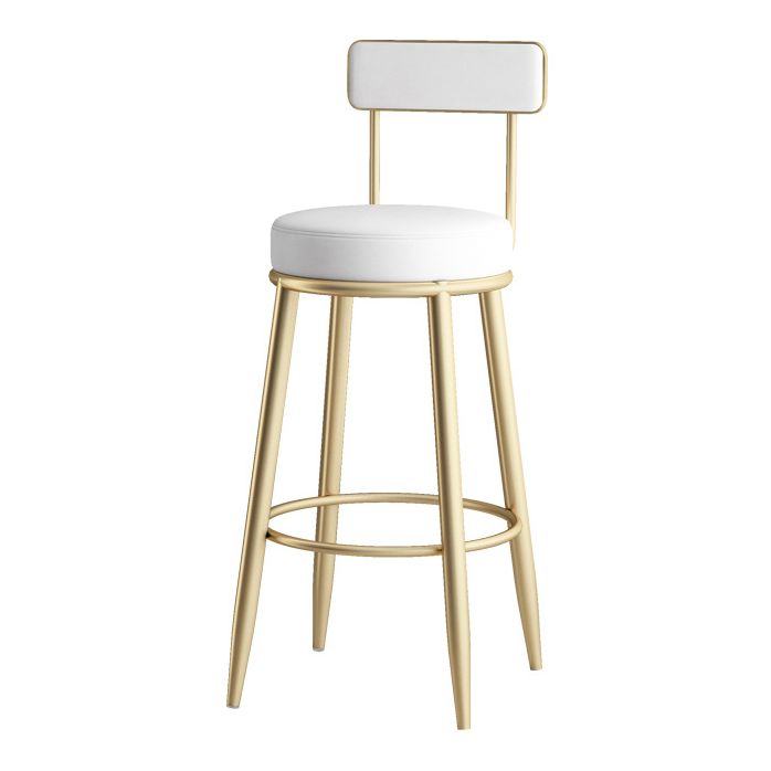 Nordic Style Backrest Counter Stool Iron Cafe Bar Stool with Leather Cushion and Pedal Clearhalo 'Bar Furniture' 'Bar Stools' 'bar_stools' 'furn' 'furn_bar_stools' 'Furniture' 'Kitchen & Dining Furniture' 1200x1200_e647a72a-fcf6-4fe4-82a8-10a6e0a85c93