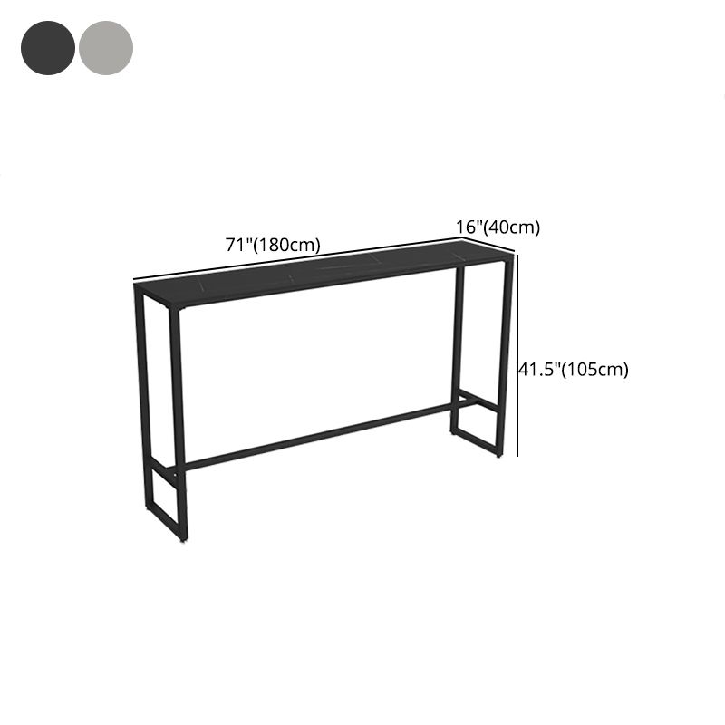 Stone Rectangle Bar Table Contemporary Bar Table with Black Base Clearhalo 'Bar Furniture' 'Bar Tables' 'bar_tables' 'furn' 'furn_bar_tables' 'Furniture' 'furniture_bar_tables' 'Kitchen & Dining Furniture' 1200x1200_e6480977-6e48-4ac2-862c-e4a55ce64020