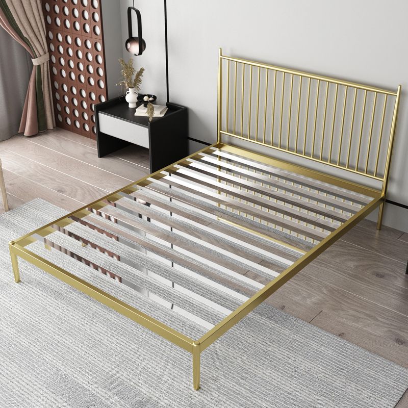 Contemporary Rectangular Spindle Headboard Bed with Metal Legs