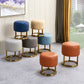 Glam Faux Leather Upholstered Standard Ottoman Round Shape Pouf
