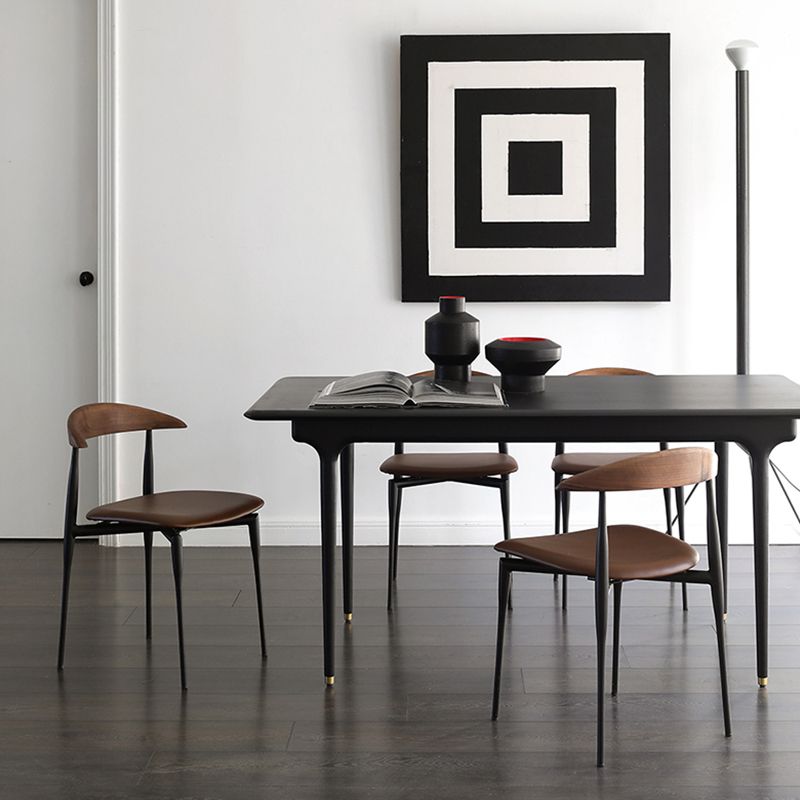 Minimalistisches Design Open Back Side Stühle Leder Essstühle