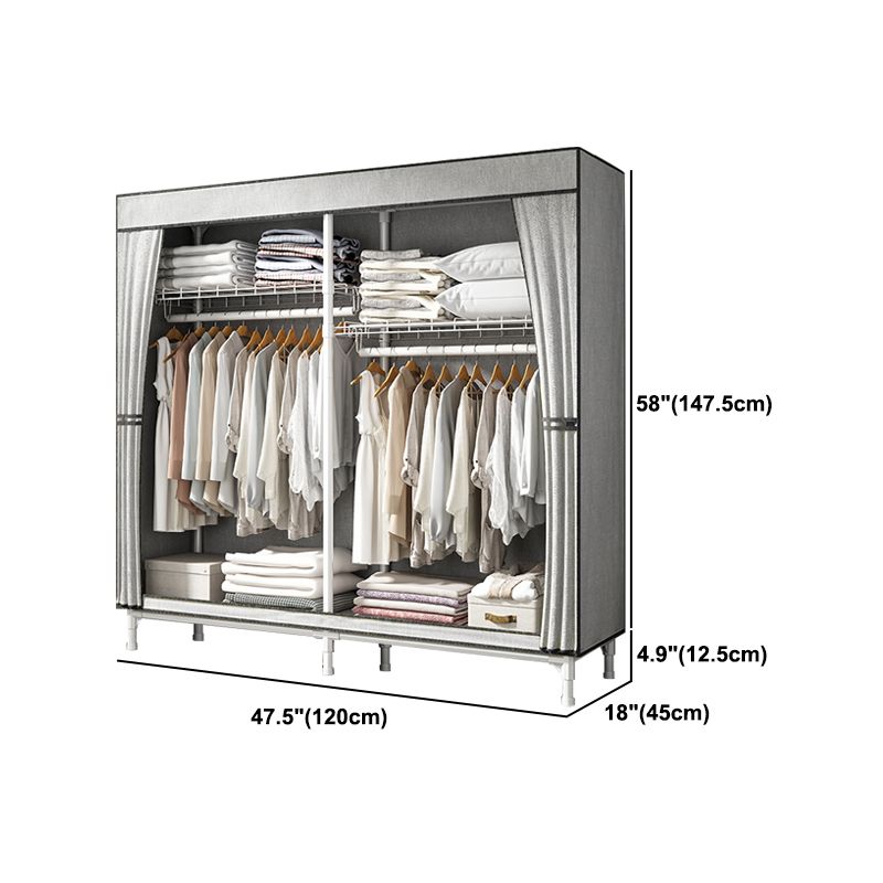Contemporary Style Wardrobe Steel Wardrobe Closet with Shelves Clearhalo 'Armoires & Wardrobes' 'armoires_wardrobes' 'Bedroom Furniture' 'furn' 'furn_armoires_wardrobes' 'Furniture' 1200x1200_e64aac41-04c0-482c-b610-59317a3614f8