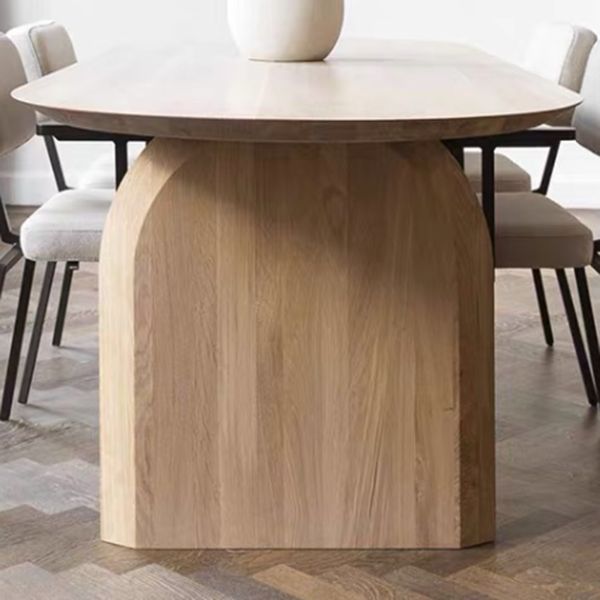 Modern Solid Wood Table for Restaurant Oval Dining Table with Double Pedestal Clearhalo 'Dining Tables & Seating' 'Dining Tables' 'dining_table' 'furn' 'furn_dining_table' 'Furniture' 'furniture_dining_table' 'Kitchen & Dining Furniture' 'kitchen' 'kitchen_dining_table' 1200x1200_e64b590d-ec1e-4ef1-9135-07f08e3ff372