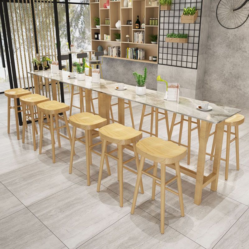 Glam Natural Wood Bar Table Faux Marble Rectangle Top 41.3"H Bistro Table Clearhalo 'Bar Furniture' 'Bar Tables' 'bar_tables' 'furn' 'furn_bar_tables' 'Furniture' 'furniture_bar_tables' 'Kitchen & Dining Furniture' 'kitchen&dining_furn' 'kitchen' 1200x1200_e64bed68-ce04-4037-87ef-1aa5598e7ca6