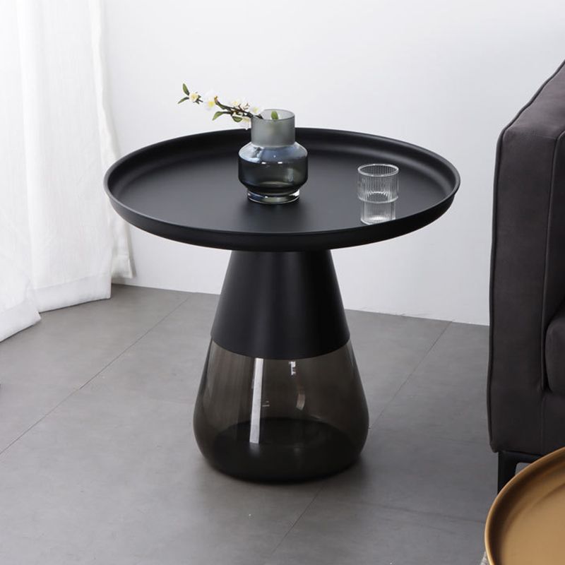 Mid-Century Modern Coffee Table Metal Tray Top Round Single Coffee Table Clearhalo 'Coffee & Accent Tables' 'Coffee Tables' 'coffee_tables' 'furn' 'furn_coffee_tables' 'Furniture' 'Living Room Furniture' 1200x1200_e64ceb6e-af33-48b7-9d0b-c33757caffb4