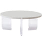 Round White Acrylic Coffee Table Contemporary 3 Legs Cocktail Table