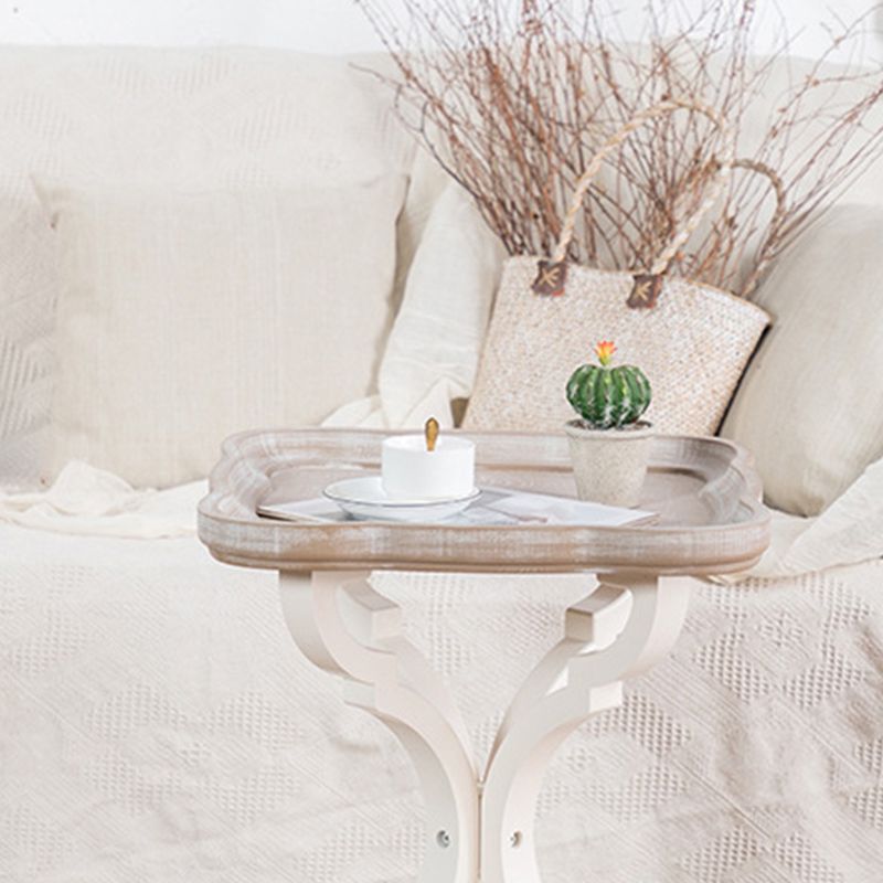 フランスのカントリースタイルのサイドテーブル白の悩みのある木材サイドテーブル