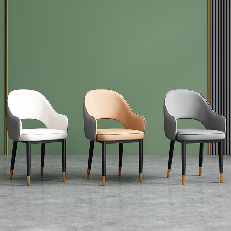 Scandinavian Meeting Room Open Back Arm Chair Matte Finish Leather Dining Chair Clearhalo 'Dining Chairs' 'Dining Tables & Seating' 'dining_chair' 'furn' 'furn_dining_chair' 'Furniture' 'Kitchen & Dining Furniture' 1200x1200_e64df047-dce4-4dd3-8086-b2d3a11d7c5e