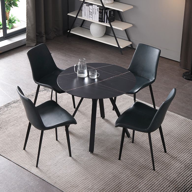 Modern Style Sintered Stone Dining Room Table Round Table with Metal Base Clearhalo ' dining_table' 'Dining Tables & Seating' 'Dining Tables' 'furn' 'furn_dining_table' 'Furniture' 'furniture_dining_table' 'Kitchen & Dining Furniture' 'kitchen&dining_furn' 'kitchen' 'kitchen_dining_table' 1200x1200_e64e8834-27a4-4153-b444-d40515ecd825