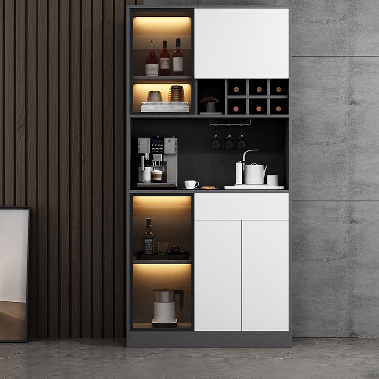 Wood Living Room Sideboard Cabinet Modern Credenza with Storage and Glass Door Clearhalo 'buffet_sideboard' 'Buffets & Sideboards' 'furn' 'furn_buffet_sideboard' 'Furniture' 'furniture_buffet_sideboard' 'Kitchen & Dining Furniture' 1200x1200_e64f4cc2-8aa0-442d-9b15-4a1791343ad0