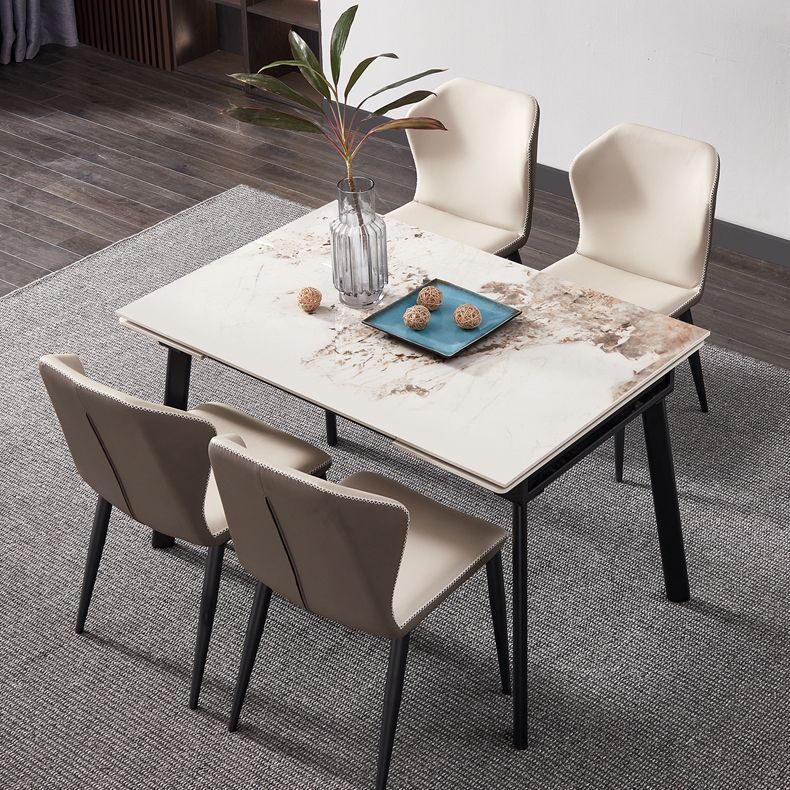 4-foot Stone Dining Site Table Modern Style Drop-Leaf Dining Table for Dining Room Clearhalo 'Dining Tables & Seating' 'Dining Tables' 'dining_table' 'furn' 'furn_dining_table' 'Furniture' 'furniture_dining_table' 'Kitchen & Dining Furniture' 'kitchen' 'kitchen_dining_table' 1200x1200_e64f7b9b-6372-4b94-9307-c03ba0d528dd