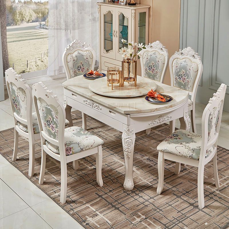 Glam Style Kitchen Marble Top Furniture of Standard Height Formal Dining RoomTable Set Clearhalo 'Dining Room Sets' 'Dining Tables & Seating' 'dining_room_set' 'furn' 'furn_dining_room_set' 'Furniture' 'furniture_dining_room_set' 'Kitchen & Dining Furniture' 'kitchen&dining_furn' 'kitchen' 1200x1200_e64fb45b-2f07-47b5-94a3-6fa2d40f4ba4