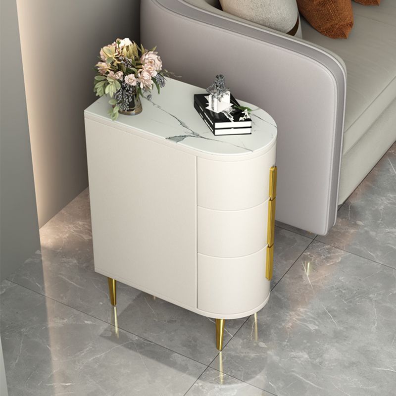 Glam 22.4-inch Tall Stone Top End Table Brass 4 Legs Sofa Side Table