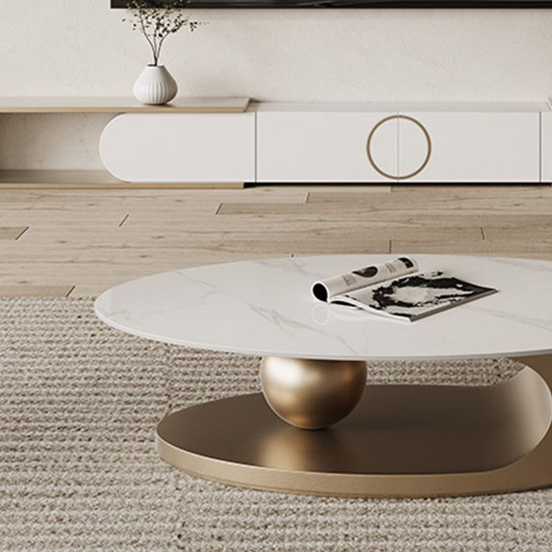 Stone Oval Contemporary Coffee Table Single Pedestal Coffee Table Clearhalo 'Coffee & Accent Tables' 'Coffee Tables' 'coffee_tables' 'furn' 'furn_coffee_tables' 'Furniture' 'Living Room Furniture' 1200x1200_e6579561-a791-4266-a2df-b6299ebc2917