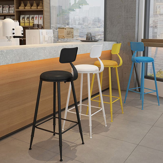 Contemporary Style Low Back Bar-stool Round Counter Bar Stool with Metal Legs Clearhalo 'Bar Furniture' 'Bar Stools' 'bar_stools' 'furn' 'furn_bar_stools' 'Furniture' 'furniture_bar_stools' 'Kitchen & Dining Furniture' 1200x1200_e659181e-5c52-4a07-ae47-d2ae21da4695