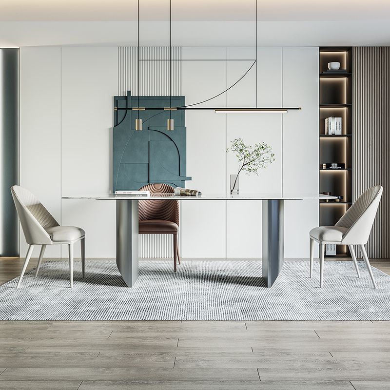 Rectangle Dining Table Set 1/4/7 Pcs Stone Dining Table with Upholstered Chairs Clearhalo 'Dining Room Sets' 'Dining Tables & Seating' 'dining_room_set' 'furn' 'furn_dining_room_set' 'Furniture' 'Kitchen & Dining Furniture' 1200x1200_e65b4155-5e6a-4a29-941a-63665a7edb9a