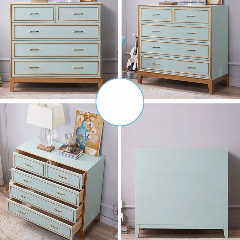 Mid-century Modern Wooden Chest in Blue Rectangle Accent Chest with Drawers Clearhalo 'Cabinets & Chests' 'cabinets_chests' 'furn' 'furn_cabinets_chests' 'Furniture' 'Living Room Furniture' 1200x1200_e65bc0be-307f-43ff-ab5d-bab7eb851982