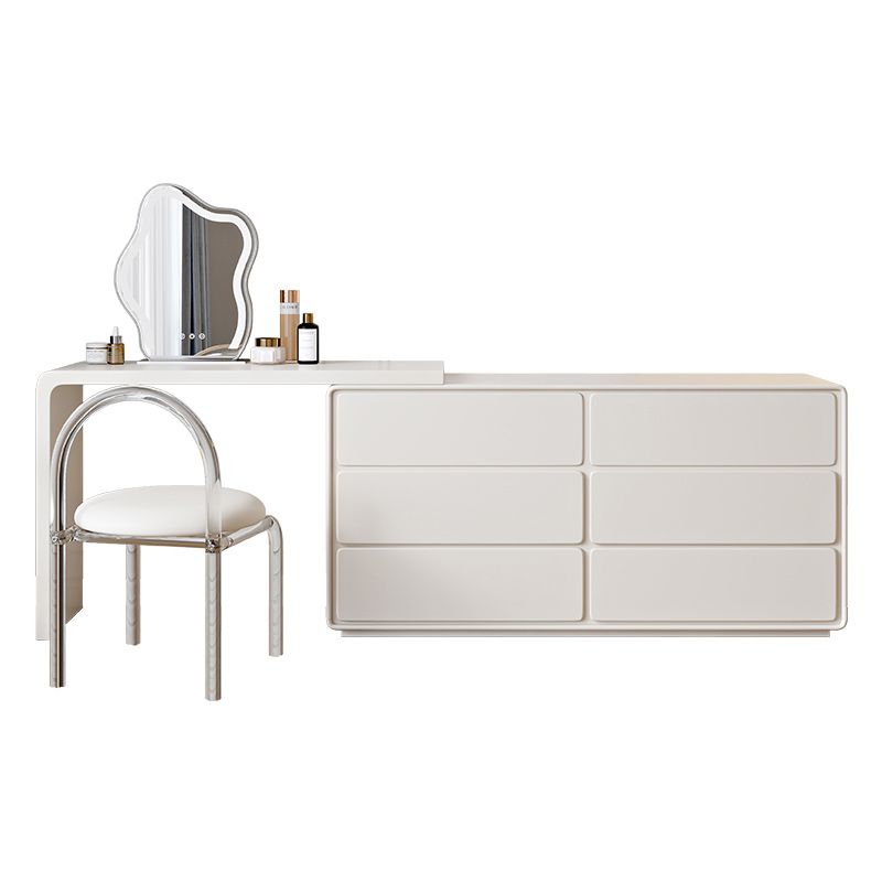 Specchio illuminato in legno bianco con tavolo da toeletta per vanità camera da letto del cassetto