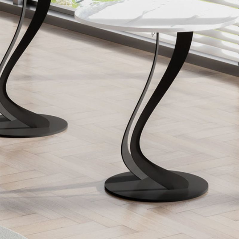 Zeitgenössischer runder Schiefer -Seiten Tabelle 20,5 "hoher abstrakter Endtisch