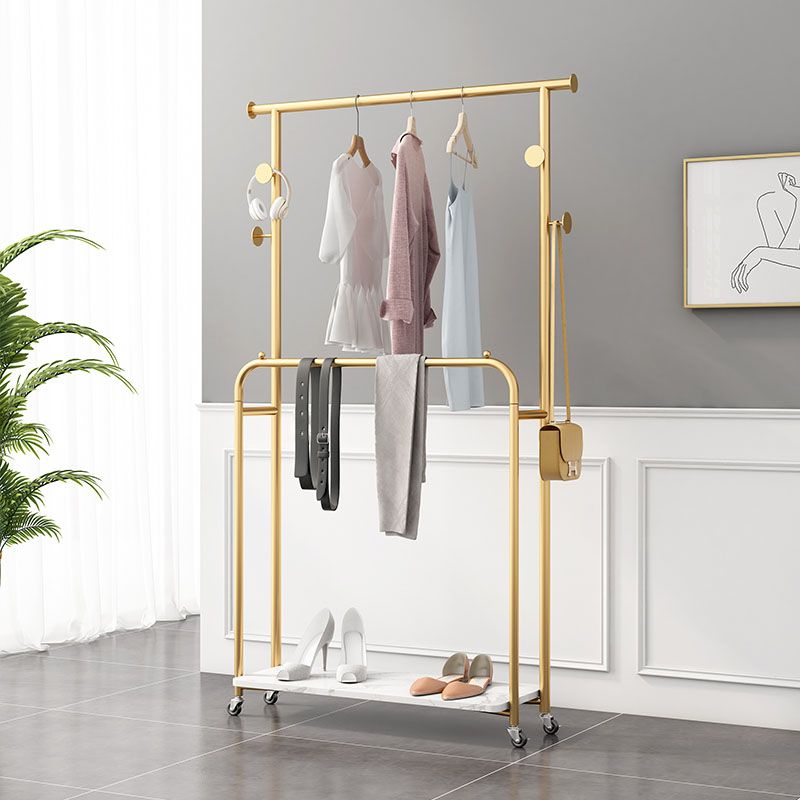 Glam Entryway Kit 2 Hanging Rails Lower Shelf and Hooks Coat Hanger Clearhalo 'Entry & Mudroom Furniture' 'furn' 'furn_hall_tree_coat_racks' 'Furniture' 'Hall Trees & Coat Racks' 'hall_tree_coat_racks' 1200x1200_e65ea5d9-5841-4d49-8344-e72fe55a0f56