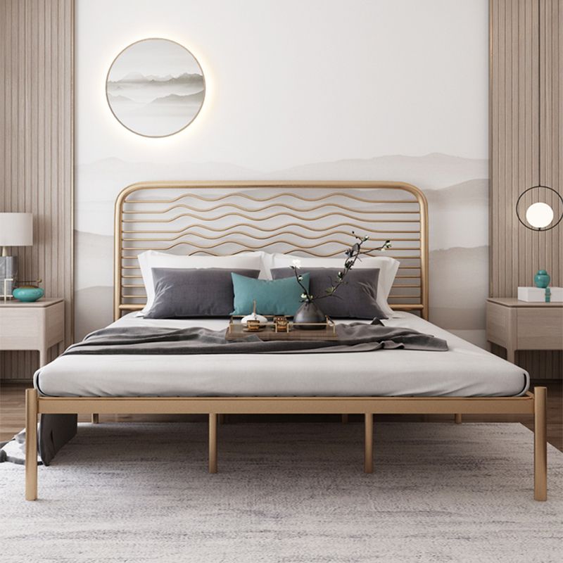 Glam Metallic Standard Bed, Beveled Open-Frame Headboard Bed Frame Clearhalo 'Bedroom Furniture' 'Beds' 'furn' 'furn_beds' 'Furniture' 1200x1200_e660837b-db52-4e09-9efb-5614a9ffd848