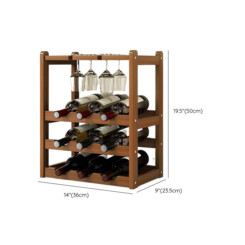 Countertop Wine Rack Solid Wood Wine Bottle Rack for Kitchen