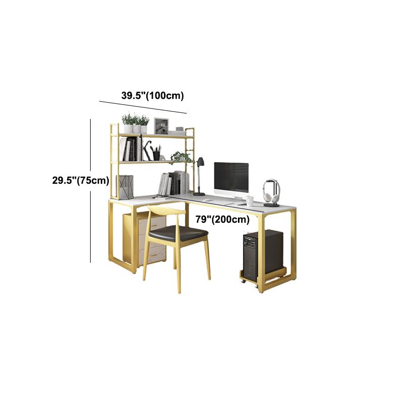 Glam Style Office Desk L-Shape Office and Study Room Writing Desk Clearhalo 'Furniture' 'furniture_office_desk' 'Office Desks' 'Office Furniture' 'office_desk' 1200x1200_e66528aa-2b3d-4d62-876d-de3a2b6f16bd