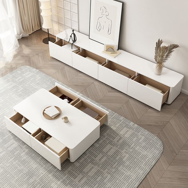 Faux Wood Media Console Contemporary White TV Stand Console with Drawers Clearhalo 'furn' 'furn_tv_stands_entertainment_centers' 'Furniture' 'Living Room Furniture' 'TV Stands & Entertainment Centers' 'TV Stands & Media Storage Furniture' 'tv_stands_entertainment_centers' 1200x1200_e6657458-8021-44bc-878a-ed71b2f37123