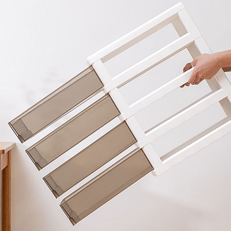 Mobile moderno di archiviazione verticale cassetti di plastica trasparente