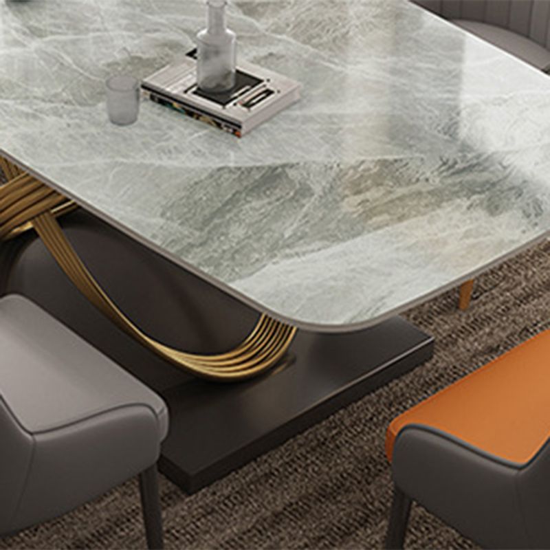 Table de salle à manger en pierre rectangulaire de Table de dinette de Style Glam pour la maison
