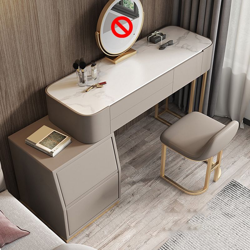 Luxurious 5 Storage Drawer Solid Wood Desk 31.5" Makeup Vanity Desk