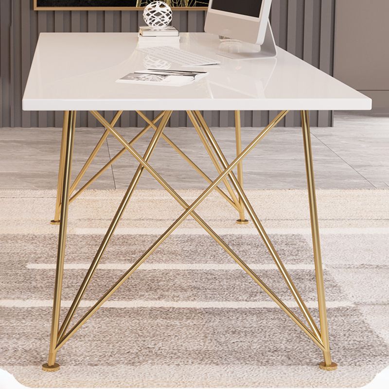 Escritorio de escritura de glamour rectangular escritorio de madera blanca con patas de metal