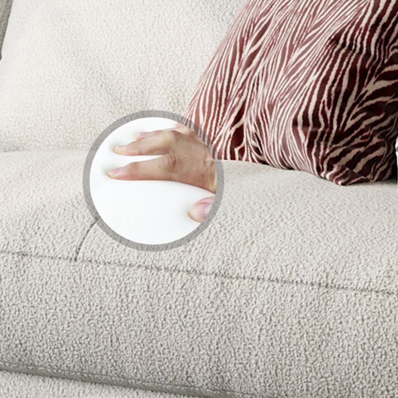 Scandinavian Linen Cushion Back Sectional Cream Slipcovered for Living Room Sofa