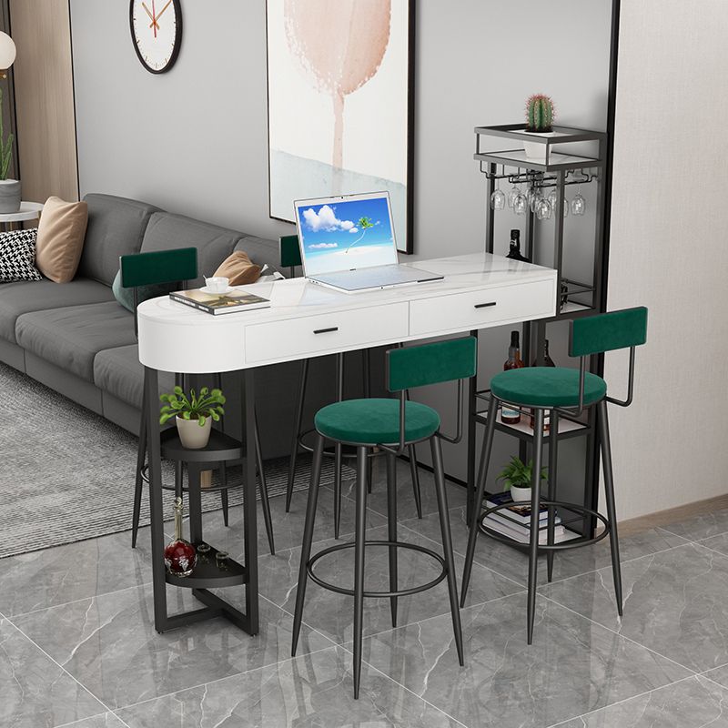 Marble Living Room Pub/Bar Table Double Pedestal Storage Bar/Dinette Table Clearhalo 'Bar Furniture' 'Bar Tables' 'bar_tables' 'furn' 'furn_bar_tables' 'Furniture' 'furniture_bar_tables' 'Kitchen & Dining Furniture' 'kitchen&dining_furn' 'kitchen' 1200x1200_e6670b43-967c-49e1-83d8-c52c237ed408